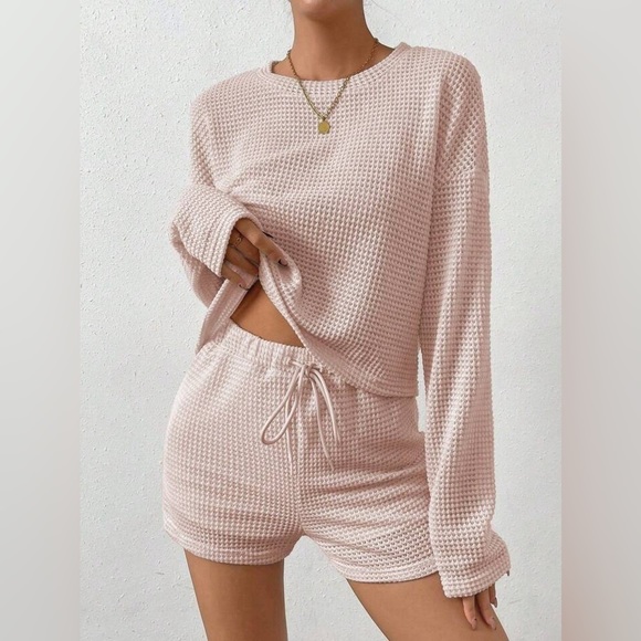 Other - Women's Pink Waffle Knit Pajama Set